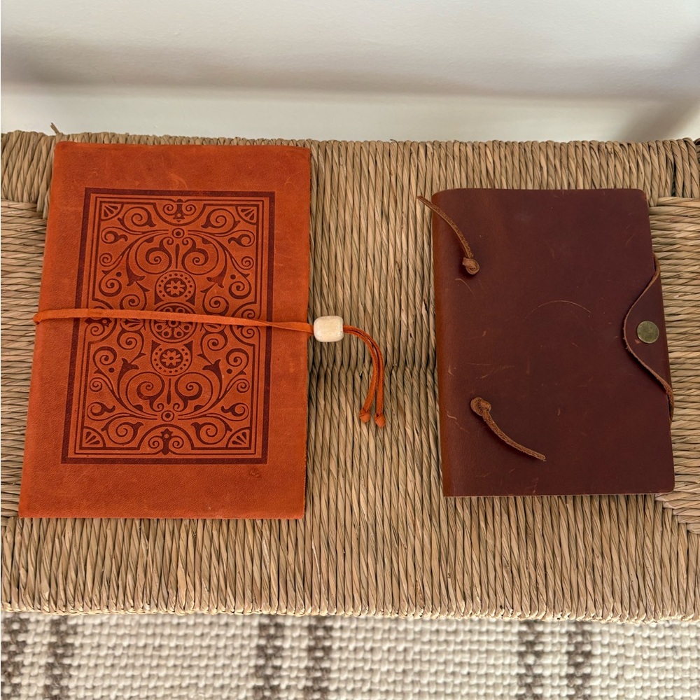 Set of Two Leather Journals in Brown and Orange